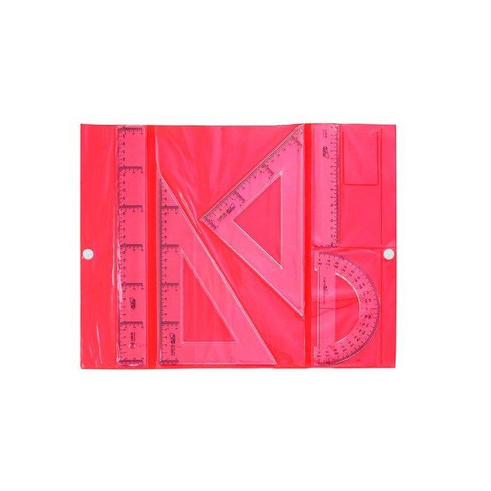 Safta Conjunto Dibujo Escolar de Reglas - 30cm, 15cm, Escuadra 20cm, Cartabón 25cm, Semicírculo