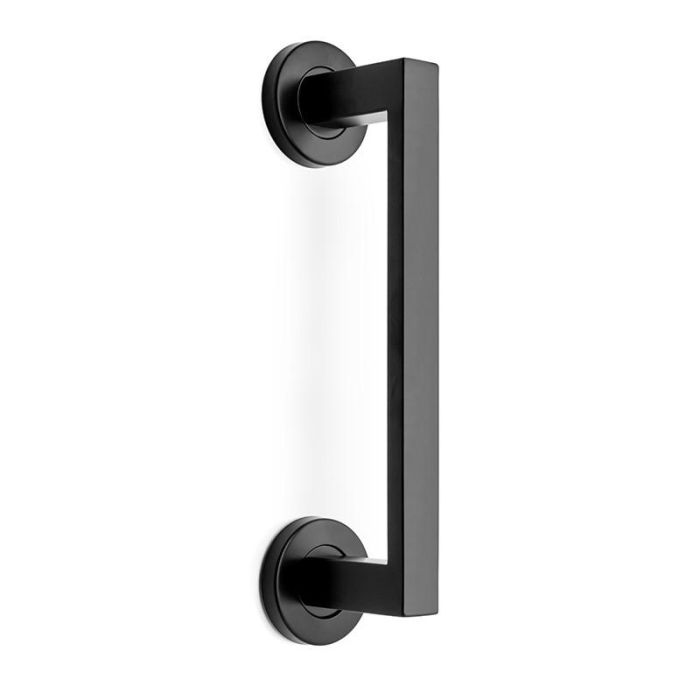 HERRAJES ALK Manillón Tendal Acero Inoxidable para Puerta de Paso, Roseta Cuadrada 50x50 mm, Acabado Negro Mate o Níquel Satinado 1