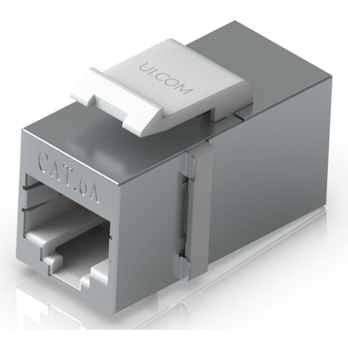 Ubiquiti Acoplador Keystone Cat6A Pass-through para Cables Ethernet Pre-terminados, Conector de Acero Inoxidable - Pack de 12