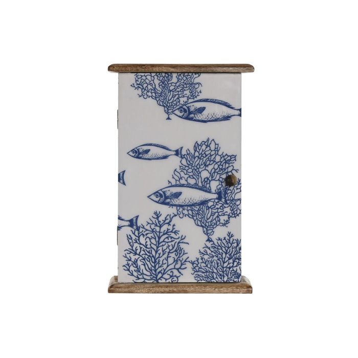 Armario de llaves Home ESPRIT Azul Blanco Natural 18 x 7,5 x 28 cm Armario de llaves Home ESPRIT Azul Blanco Natural 18 x 7,5 x 28 cm