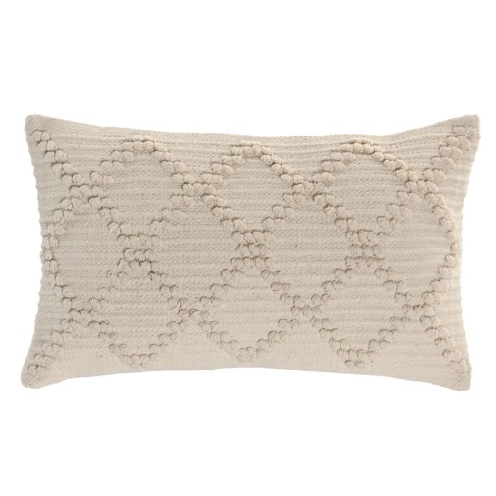 DKD Home Decor Pack de 2 Cojines Boho de Algodón Crudo 30x50 cm, Hechos a Mano, con Cremallera y Relleno de 380g