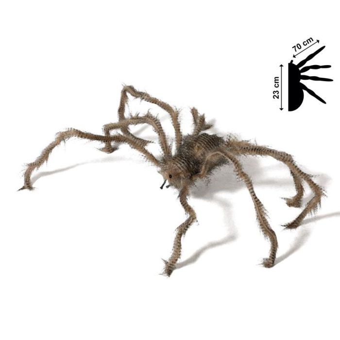 Araña Decorativa Gris Marrón 70 cm Con Patas Articuladas Para Escenas De Terror