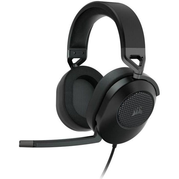 Corsair Auriculares Gaming HS65 Carbono, Cancelación de Ruido Micrófono, USB, Conectividad Alámbrica, Juego