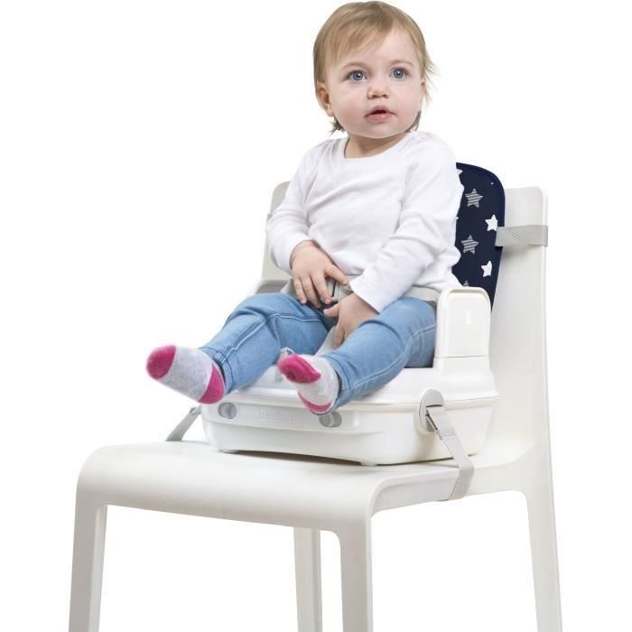Silla elevadora para bebé para mesa de comedor - BENBAT - Portátil y lavable - Fácil de plegar - Arnés de seguridad ajustable - Azul marino 3 Silla elevadora para bebé para mesa de comedor - BENBAT - Portátil y lavable - Fácil de plegar - Arnés de seguridad ajustable - Azul marino 3