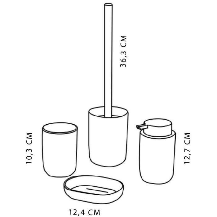Today TOD3574641271350 - Juego de 4 accesorios de baño: vaso, dispensador de jabón, escobilla de baño - Negro 3