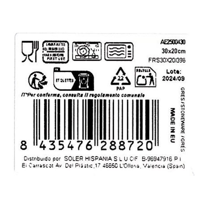 La Mediterranea Fuente Rectangular 30 cm x 20 cm Elite Brillo Aelia (6 Unidades) 3