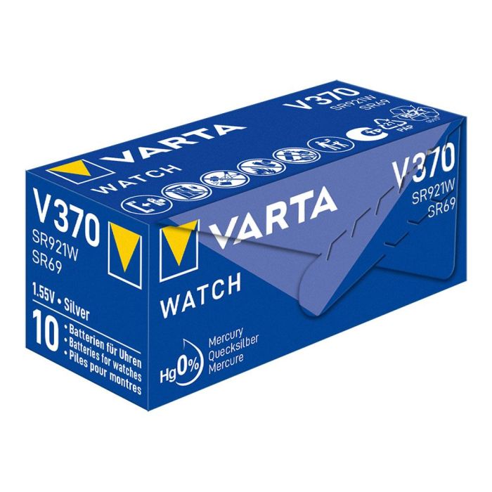 Varta V370 Pila Botón Óxido de Plata 1.55V Ø9.5 x 2.15 mm Blister 1 Varta V370 Pila Botón Óxido de Plata 1.55V Ø9.5 x 2.15 mm Blister 1