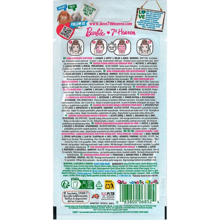 7Th Heaven Barbie Mascarilla Arcilla Chocolate Rosa 10 mL 1