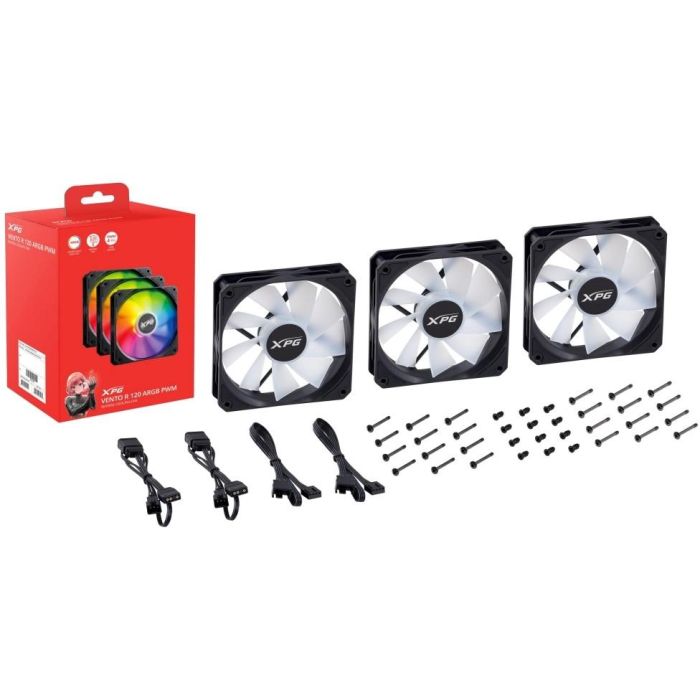 XPG VENTO R 120 ARGB PWM Carcasa del Ordenador Ventilador 120mm 1650 RPM 62.33 CFM 1.65 mmH2O Rodamiento Rifle PWM 4 Pines Negro 1 Pieza 0 XPG VENTO R 120 ARGB PWM Carcasa del Ordenador Ventilador 120mm 1650 RPM 62.33 CFM 1.65 mmH2O Rodamiento Rifle PWM 4 Pines Negro 1 Pieza 0