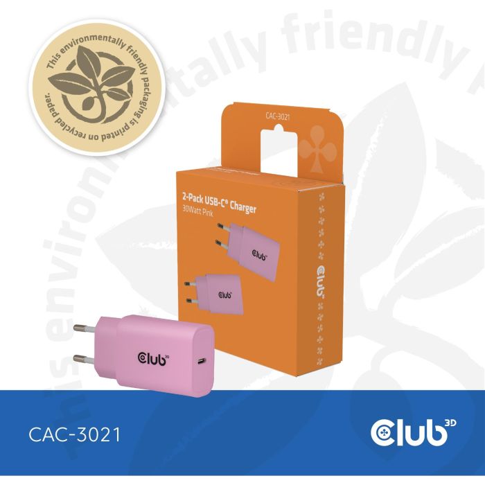 Club3D Lifestyle Ladegerät USB-C 30Watt. 2Stk pink retail 9 Club3D Lifestyle Ladegerät USB-C 30Watt. 2Stk pink retail 9