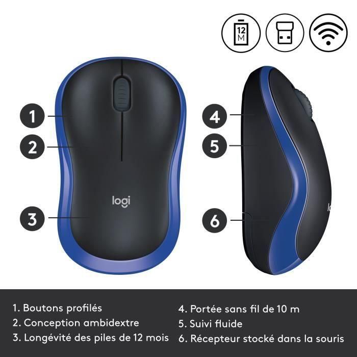 Logitech M185 Ratón Inalámbrico Plug-and-Play, Fiable, con Receptor USB, 12 Meses de Batería y 3 Años de Garantía, Azul 3 Logitech M185 Ratón Inalámbrico Plug-and-Play, Fiable, con Receptor USB, 12 Meses de Batería y 3 Años de Garantía, Azul 3