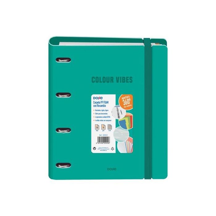 Carpebloc Dohe Colour Vibes A4 Polyfoam 4 Anillas Mixtas 35 Mm Con Recambio 100Hj. 90Gr. Cuadric.5X5 Verde
