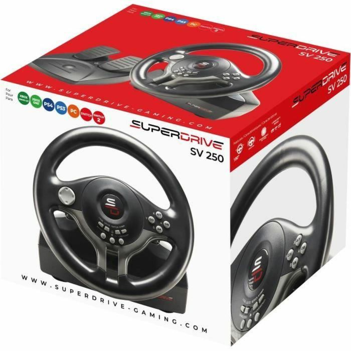 Subsonic Volante de Conducción Compatible Switch, PS4, Xbox One, PC - Giro 180 °, 2 Pedales, Palancas Cambio