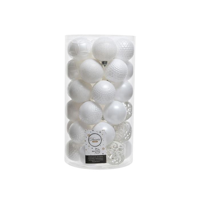 Decoris Bola decorativa - Tubo con 37 bolas blancas para árbol de navidad Ø6cm 0 Decoris Bola decorativa - Tubo con 37 bolas blancas para árbol de navidad Ø6cm 0
