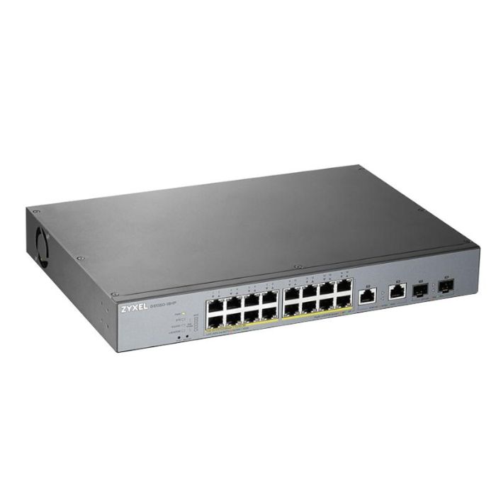 Zyxel GS1350-18HP-EU0101F Switch Gigabit PoE 16 Puertos 250W, 2 Puertos SFP, Rango Extendido 250m para Videovigilancia