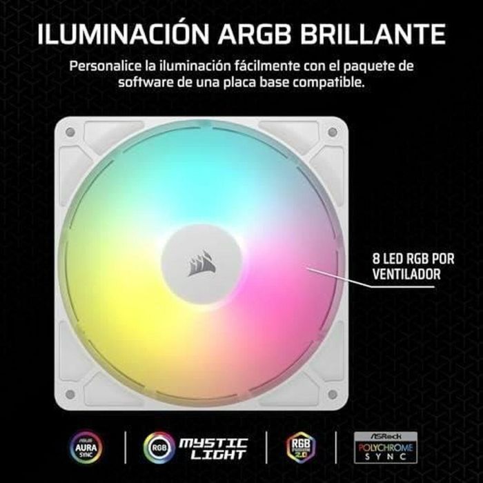 Corsair CO-9050186-WW Ventilador Caja RS ARGB Series 140mm Blanco ARGB Fan Single Pack 7