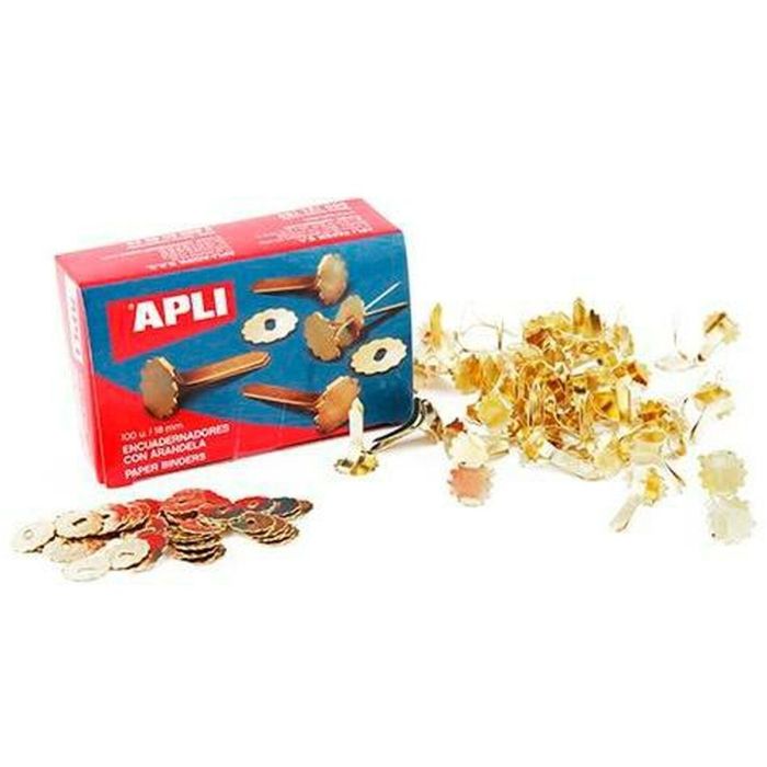 Encuadernadores metálicos Apli Dorado 100 Piezas (10 Unidades) 1 Encuadernadores metálicos Apli Dorado 100 Piezas (10 Unidades) 1