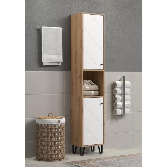 Armario alto con dos puertas - TRENDTEAM - Serie Touch - Blanco/Marrón - 36 cm de largo 1 Armario alto con dos puertas - TRENDTEAM - Serie Touch - Blanco/Marrón - 36 cm de largo 1