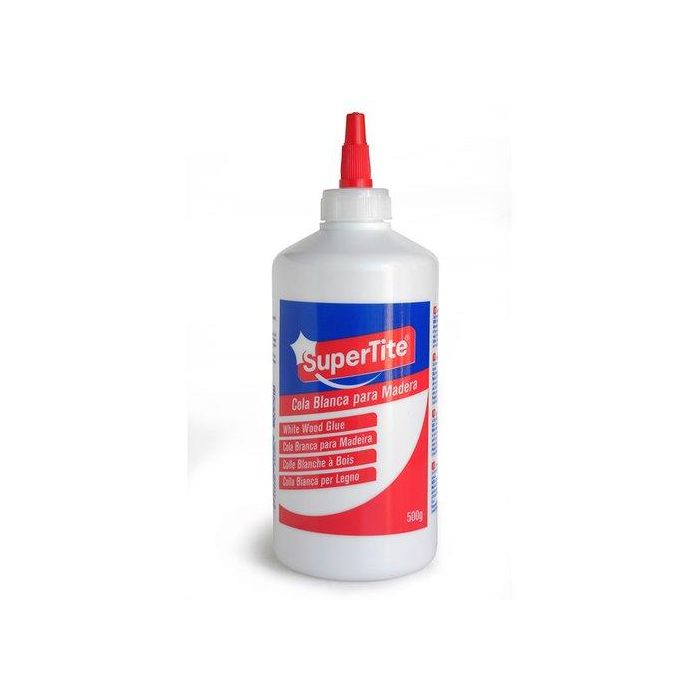 Supertite Cola blanca para madera y derivados, 500 g - Pegado de tejidos, cartón, corcho, papel - Ref. A2425