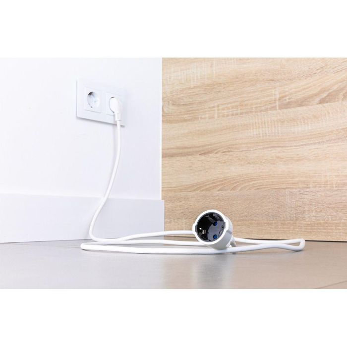 Edm Prolongador con 1 toma Schuko, 16A 250V~, Cable 2m H05VV-F 3G1.5mm², Blanco 1