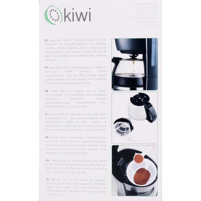 Kiwi Cafetera Americana 0.65L 650W - 14 x 26 x 20.5 cm 5