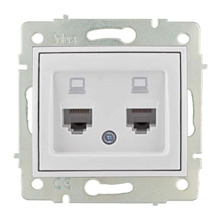 Solera Toma de datos doble RJ45 Cat6, serie Europa Solera ERP88/2, 83x81mm, contactos de plata, termoplástico, blanco 0 Solera Toma de datos doble RJ45 Cat6, serie Europa Solera ERP88/2, 83x81mm, contactos de plata, termoplástico, blanco 0