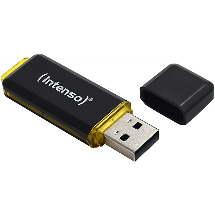 Intenso Memoria USB 3.1 High Speed Line 64GB USB 3.2 Gen 1, hasta 250 MB/s lectura y 50 MB/s escritura, Negro/Amarillo 1