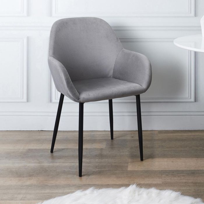 Home Deco Factory Butaca Gris Giulia - Estilo Escandinavo, Tapizado de Terciopelo, Patas de Metal 6