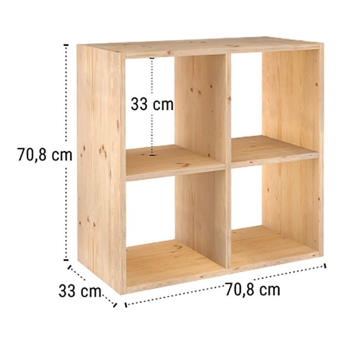 Astigarraga Estantería modular 6 cubos Dinamic pino macizo 70,8 x 70,8 x 33 cm, madera clara 3 Astigarraga Estantería modular 6 cubos Dinamic pino macizo 70,8 x 70,8 x 33 cm, madera clara 3