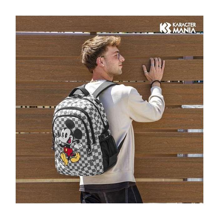 Karactermania Mochila Mickey Run. Plus FAN Move 44x34x21 cm, Gran Capacidad, Puerto USB, Material Ripstop, Gris 4