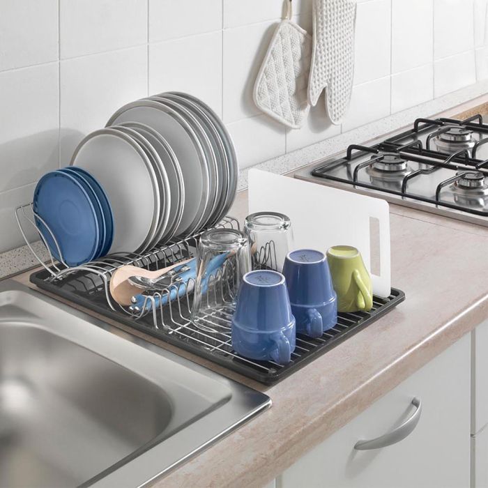 Metaltex Escurreplatos con ala abatible Wing-Tex 50x31x11cm, gran capacidad de carga, recubrimiento polytherm metallic 2