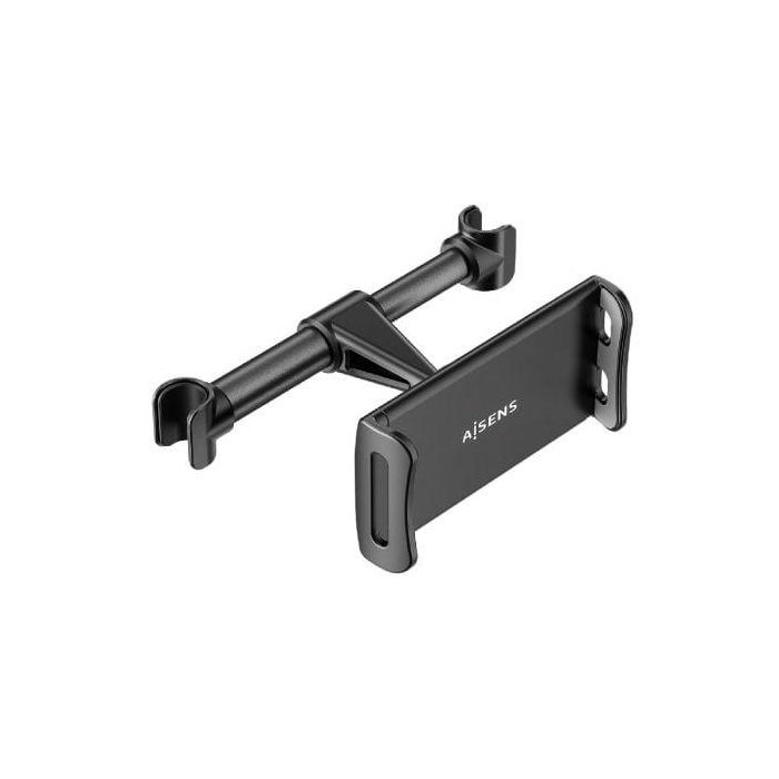 Aisens Soporte de Coche Ajustable para Reposacabezas, Compatible con Teléfonos y Tablets de 5 a 12 Pulgadas, Aleación de Aluminio, Negro