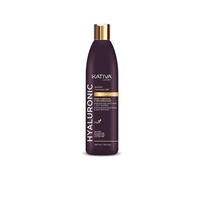 Kativa Champú con Hyaluronic, Keratina y Q10 para Hidratación Profunda y Anti-quiebre 550ml