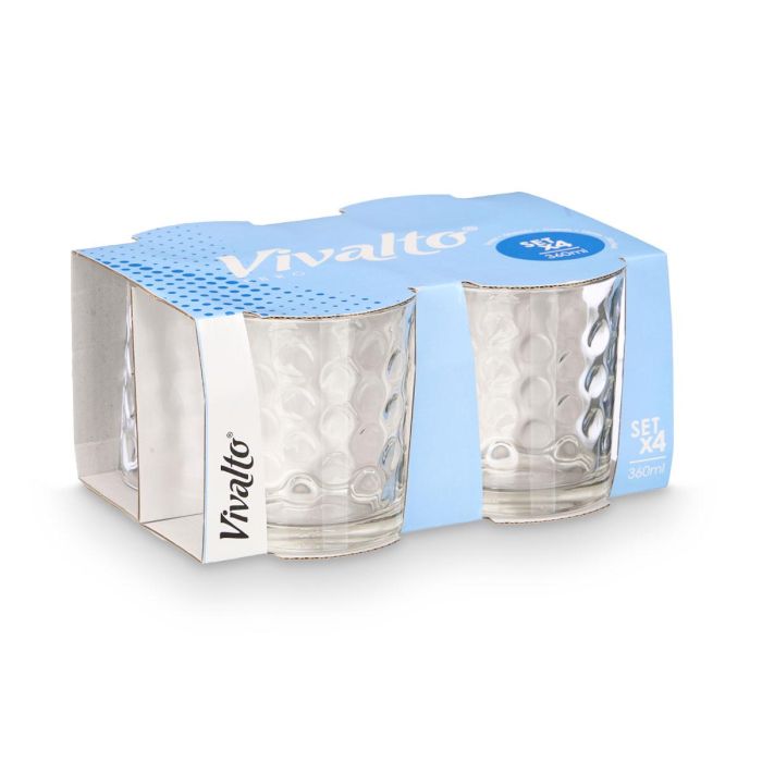 Set 4 Vasos Vidrio Puntos 360 ml Vivalto - 21x10.5x16.5 cm, Transparente (6 Unidades) 2 Set 4 Vasos Vidrio Puntos 360 ml Vivalto - 21x10.5x16.5 cm, Transparente (6 Unidades) 2