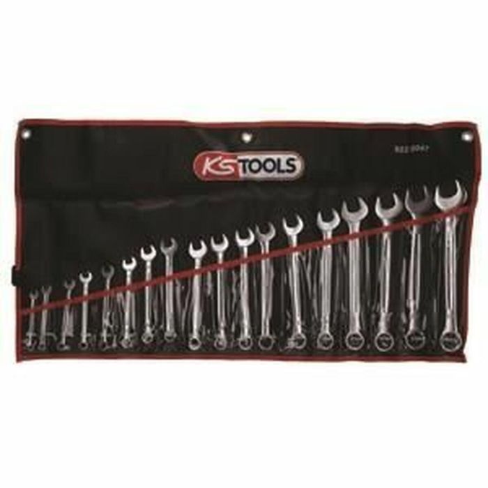 KS TOOLS 922.0047 Juego de Llaves Combinadas Métricas 18 Piezas, de 6 a 24 mm, con Ángulo de Horquilla de Ojo Inclinado 15° en Estuche 0 KS TOOLS 922.0047 Juego de Llaves Combinadas Métricas 18 Piezas, de 6 a 24 mm, con Ángulo de Horquilla de Ojo Inclinado 15° en Estuche 0