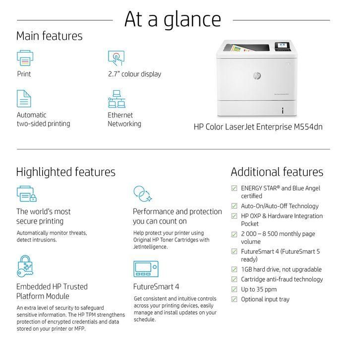 HP M554dn Impresora Color LaserJet Enterprise 4 HP M554dn Impresora Color LaserJet Enterprise 4