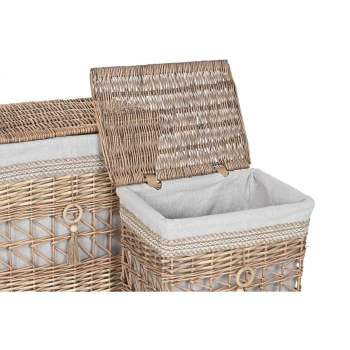 Cesta Ropa Shabby DKD Home Decor Natural Beige 35 x 55 x 47 cm Set de 5 2