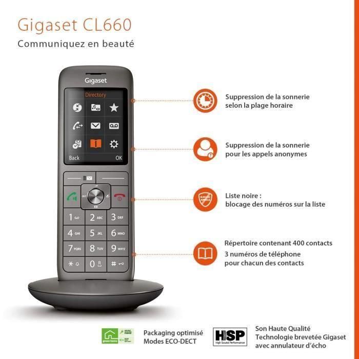 Teléfono Fijo GIGASET CL 660 Duo Antracita 4