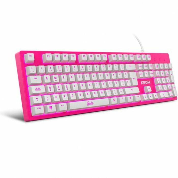 Teclado y Ratón Gaming Krom KANDY BARBIE Rosa QWERTY 6 Teclado y Ratón Gaming Krom KANDY BARBIE Rosa QWERTY 6