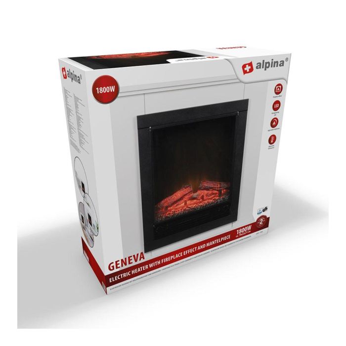 Estufa, chimenea de led y repisa modelo geneva 1800w 3