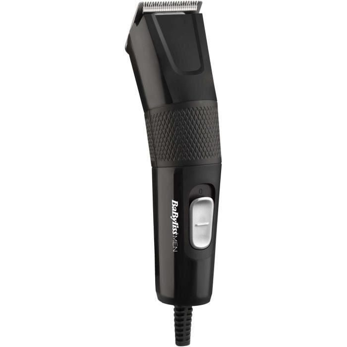 BaByliss E756E - Cortapelos con cable para hombre, Cuchillas XL 45mm Acero Inoxidable, 8 guías (0.5-25mm), Limpieza rápida, Negro