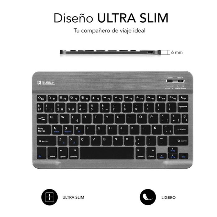 Teclado Compacto Inalámbrico por Bluetooth Subblim Smart/ Gris 1 Teclado Compacto Inalámbrico por Bluetooth Subblim Smart/ Gris 1