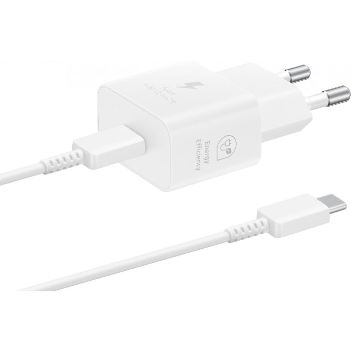 Samsung EP-T2510XWEGEU Cargador de Pared Rápido 25W con Puerto USB-C Blanco y Cable de Carga USB-C a USB-C Blanco 7
