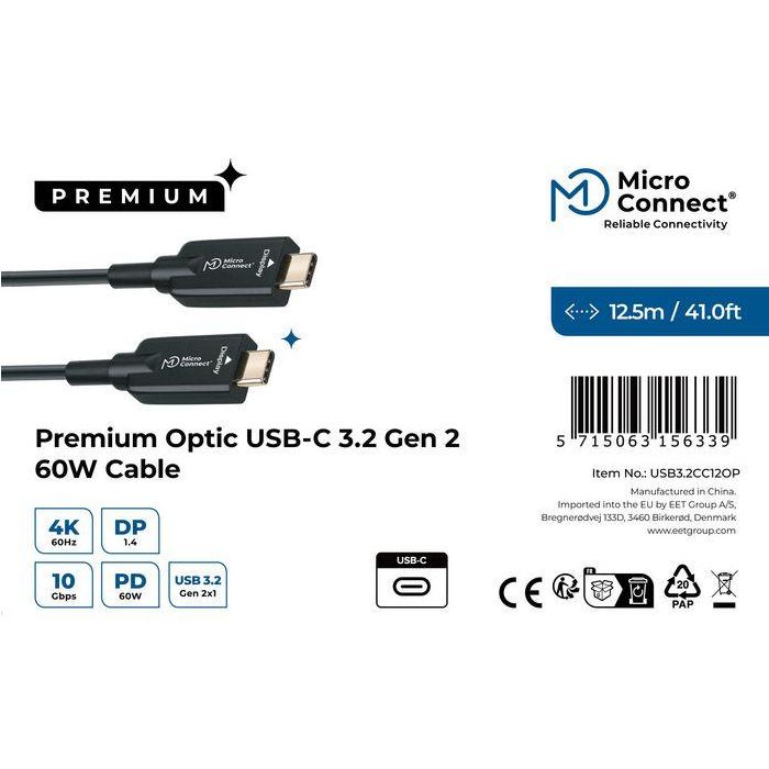 MicroConnect Cable USB-C a USB-C Premium 12.5m 100W 20Gbps 4K60Hz 2