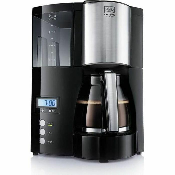 Melitta 100801 Optima Timer Cafetera con Filtro Programable - Negro - 8-12 Tazas, Programable, Descalcificación Automática, 850W