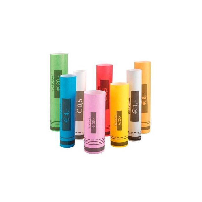 Safescan Rollo De Papel Para Monedas De Euro - Pack De 10 Rollos Por Moneda, 102 Rollos Total - Compatible con Tubos Safescan 1250