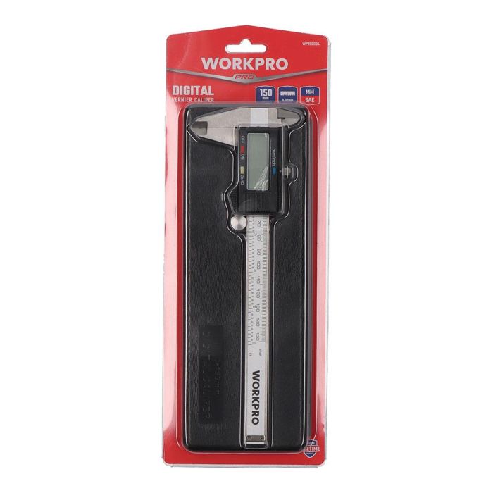 Workpro Calibre Vernier Digital 150 mm, Métrico y SAE, Pantalla LCD, Rango 0-150 mm/0-6", Acero Inox 2