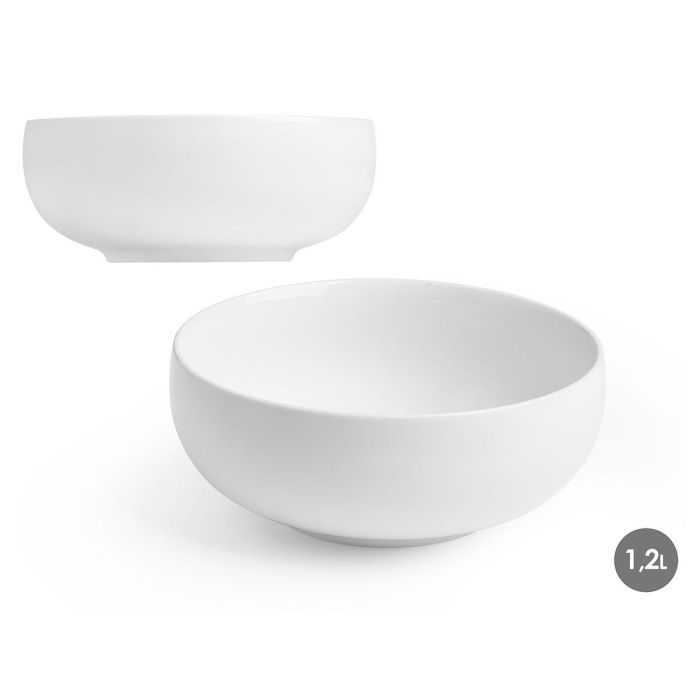 Vessia Bol de Porcelana Blanco, Capacidad 1,2 L, Medidas: 17,5 x 7,5 x 17,5 cm (16 Unidades) Vessia Bol de Porcelana Blanco, Capacidad 1,2 L, Medidas: 17,5 x 7,5 x 17,5 cm (16 Unidades)