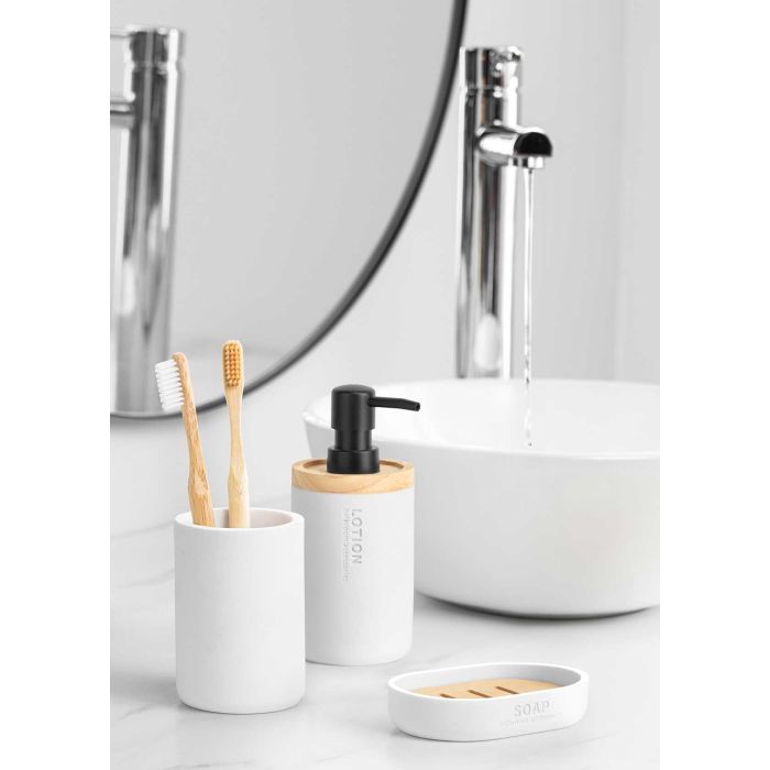 Dosificador de Resina Bambú Blanco Berilo 9.5x18.5x7.8 cm (6 Unidades) 3 Dosificador de Resina Bambú Blanco Berilo 9.5x18.5x7.8 cm (6 Unidades) 3