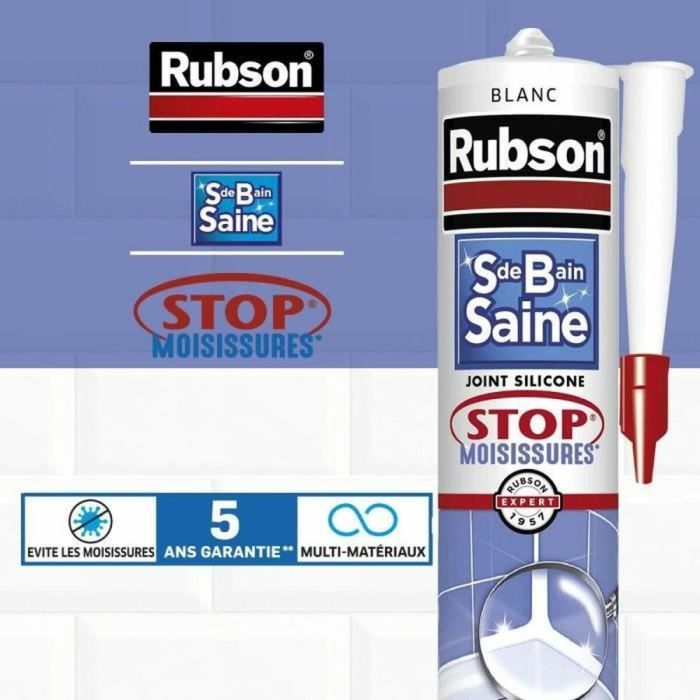 Rubson 2690812 Sellador Sanitario Antimoho Blanco 280ml para Baño Saludable 1